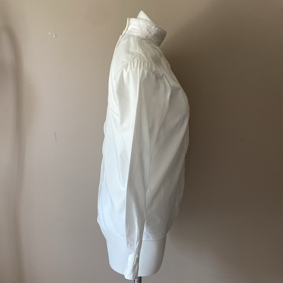 Vintage Charter Club Cream Lace Yoke Button Down Shirt Size 4 100% Cotton - Picture 5 of 8